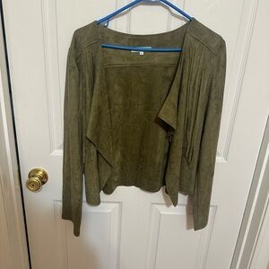 Olive Green Suede fringe  Jacket